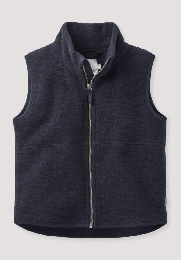 hessnatur Kinder Wollfleece Weste aus Bio-Merinowolle - blau - Größe 146/152