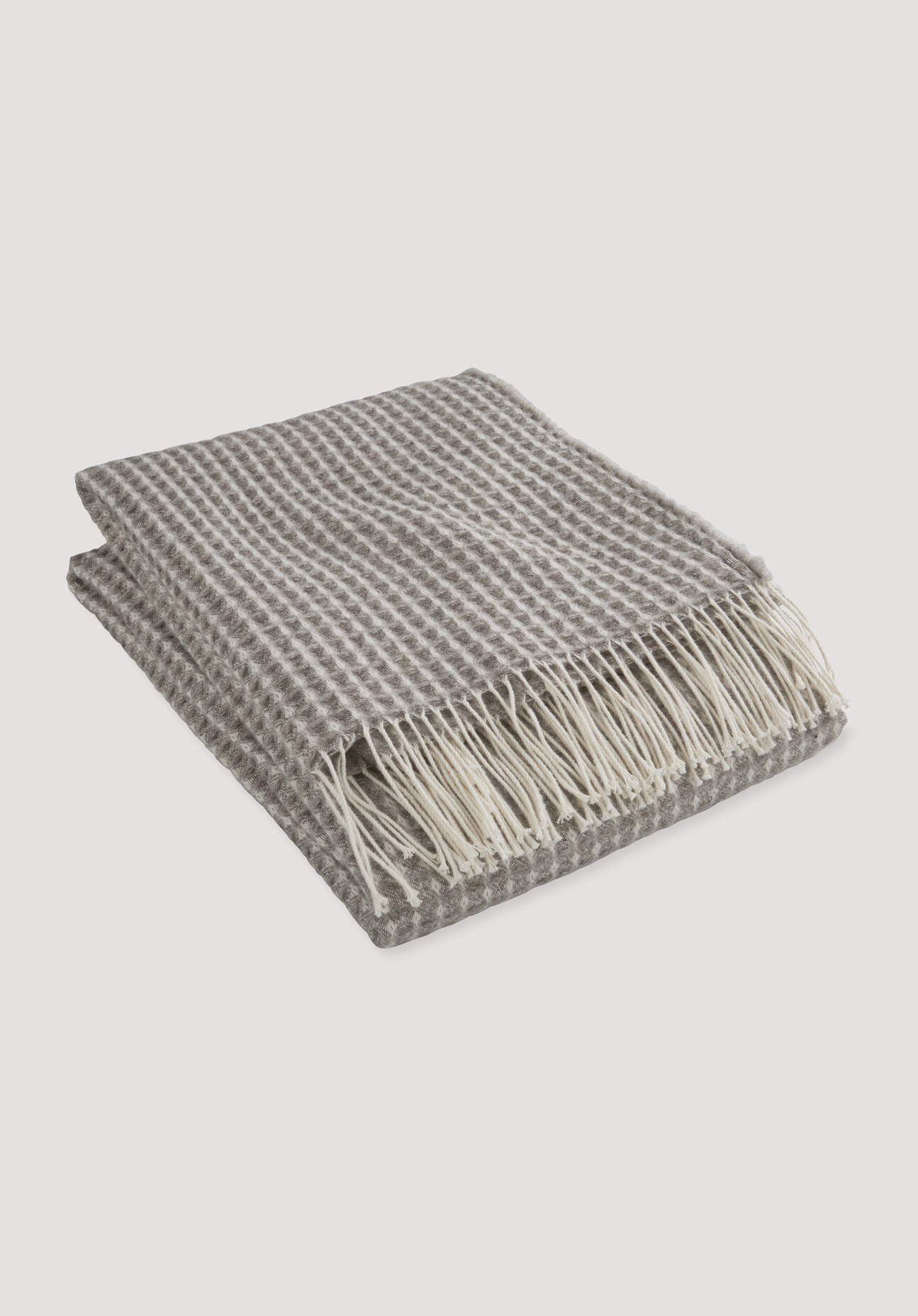 hessnatur Wollmix Waffle Plaid YARA aus Bio-Lambswool mit Bio-Baumwolle - grau - Größe 130x180 cm