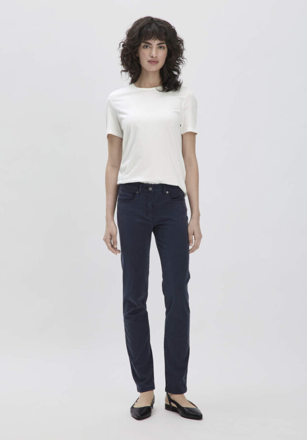 hessnatur Damen 5-Pocket Hose Skinny aus TENCEL™ Lyocell mit reiner Bio-Baumwolle - blau - Größe 42
