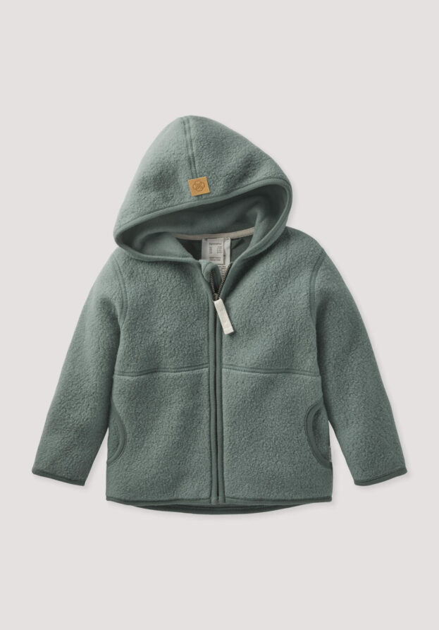 hessnatur Baby Fleece Jacke aus Bio-Baumwolle - grün - Größe 74/80