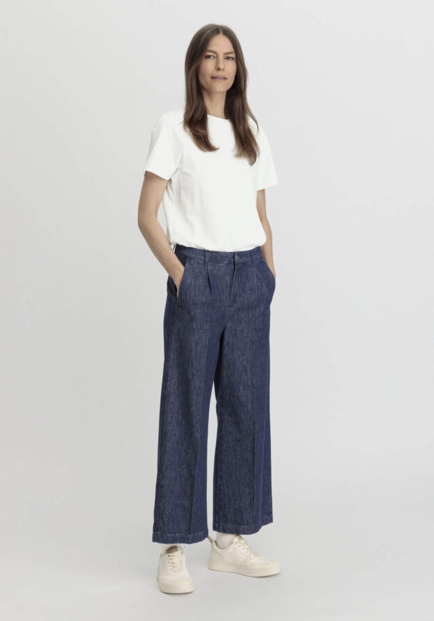 hessnatur Damen Jeans Culotte Regular aus Bio-Denim mit Kapok - blau - Größe 48