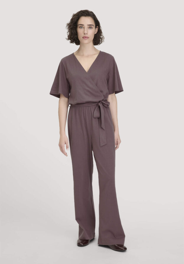hessnatur Damen Jersey Overall Regular in reiner Bio-Baumwolle - lila - Größe 34