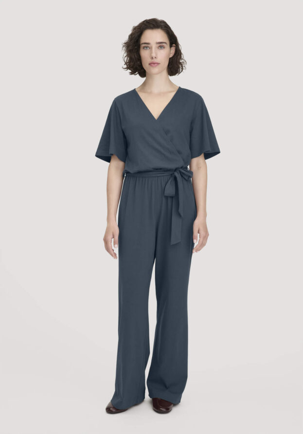 hessnatur Damen Jersey Overall Regular in reiner Bio-Baumwolle - blau - Größe 40