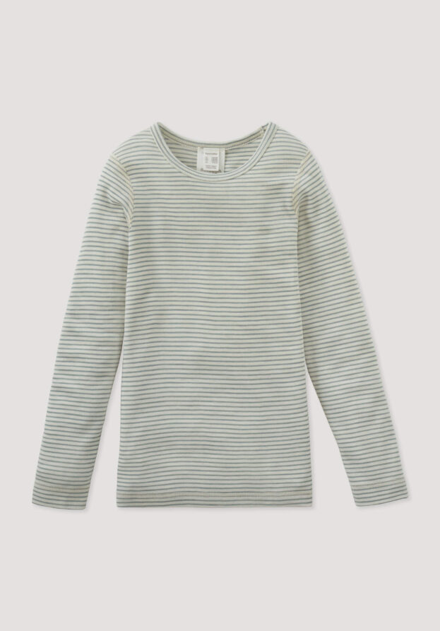 hessnatur Kinder  Langarmshirt aus Bio-Merinowolle mit Seide - gelb - Größe 134/140