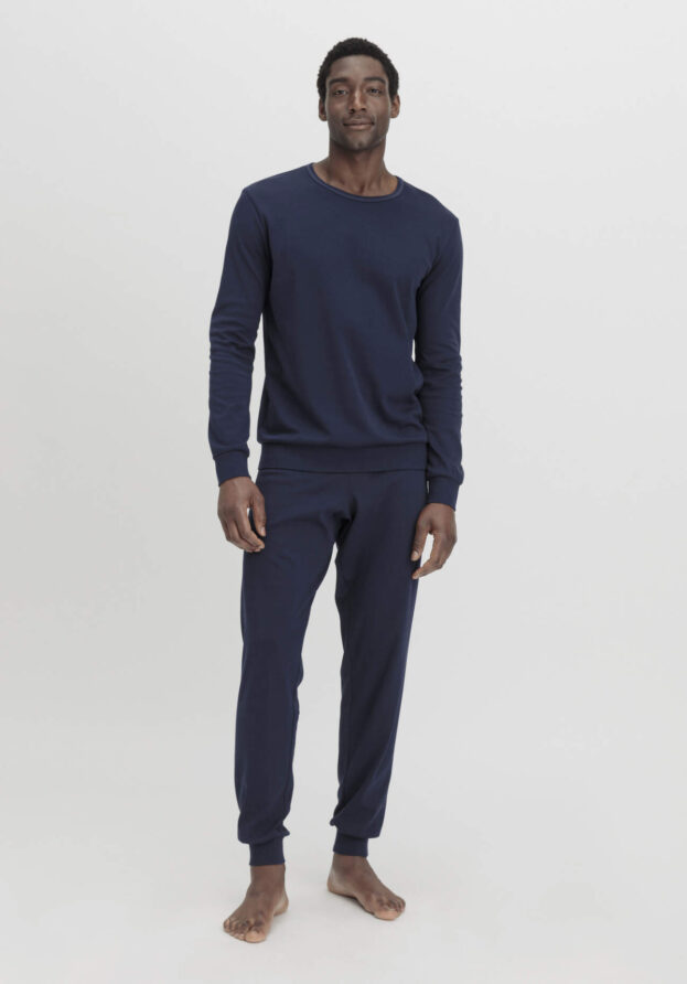 hessnatur Herren Pyjama PURE NATURE aus Bio-Baumwolle - blau - Größe 54