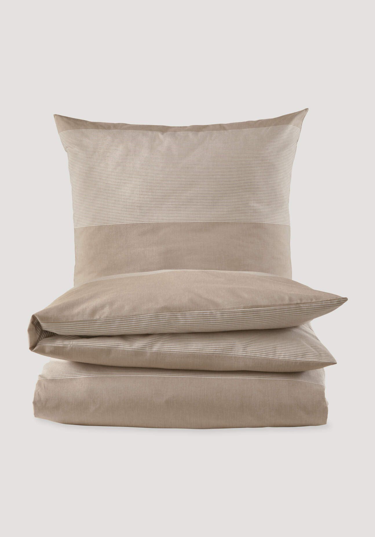 hessnatur Renforcé Bettwäsche-Set RENA aus Bio-Baumwolle - beige - Größe 155x220 / 40x80 cm