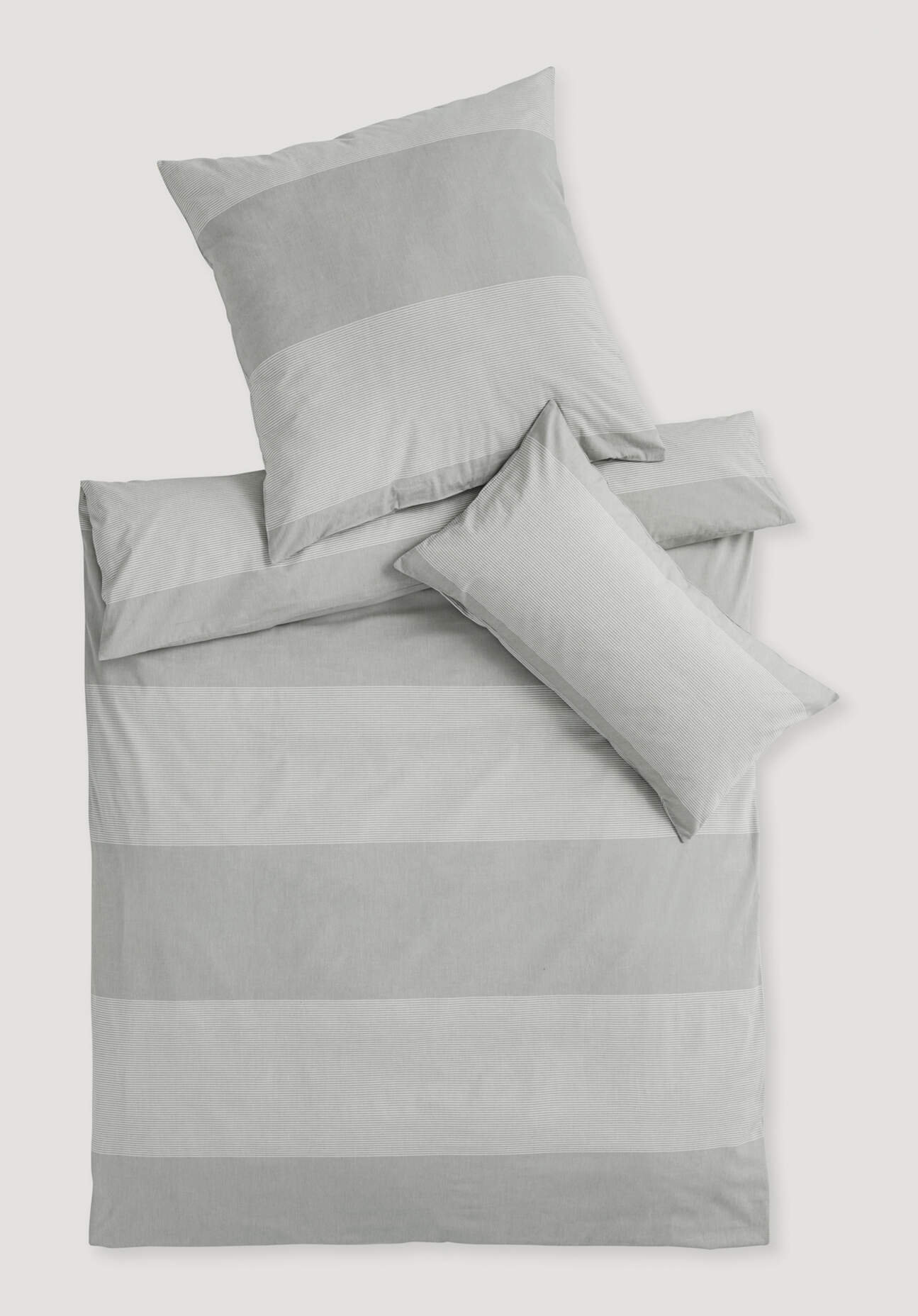 hessnatur Renforcé Bettwäsche-Set RENA aus Bio-Baumwolle - grau - Größe 155x220 / 40x80 cm