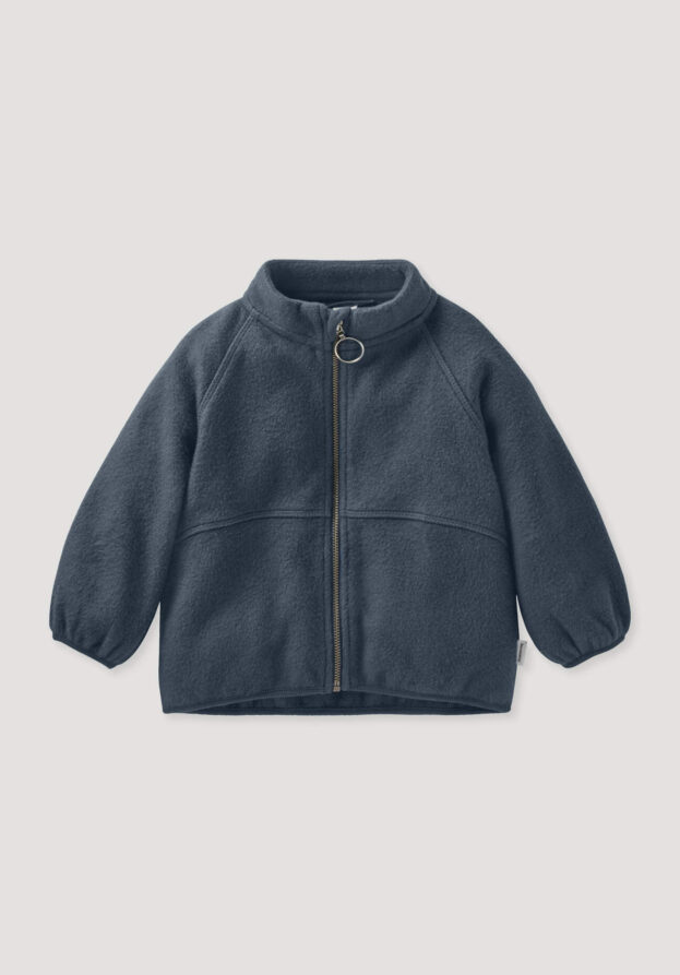 hessnatur Baby Softfleece Jacke aus Bio-Baumwolle - blau - Größe 74/80