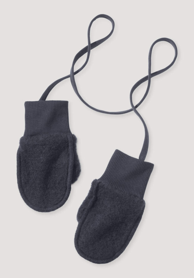 hessnatur Baby Wollfleece Fäustlinge aus Bio-Merinowolle - blau - Größe 98/104