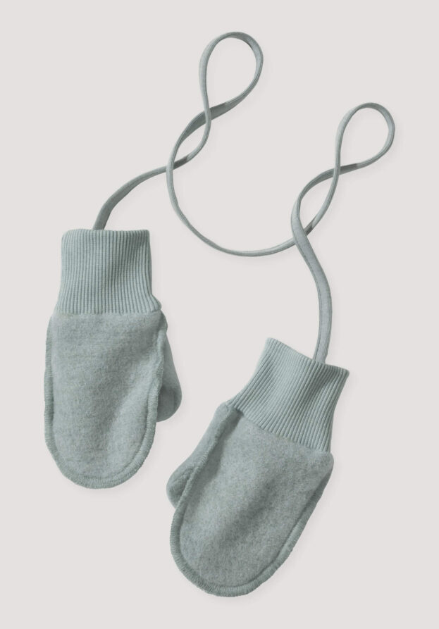 hessnatur Baby Wollfleece Fäustlinge aus Bio-Merinowolle - grün - Größe 74/80-86/92