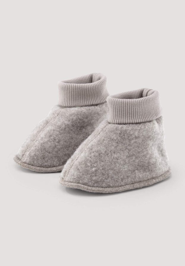 hessnatur Baby Wollfleece Schuhe aus Bio-Merinowolle - grau - Größe 62/68