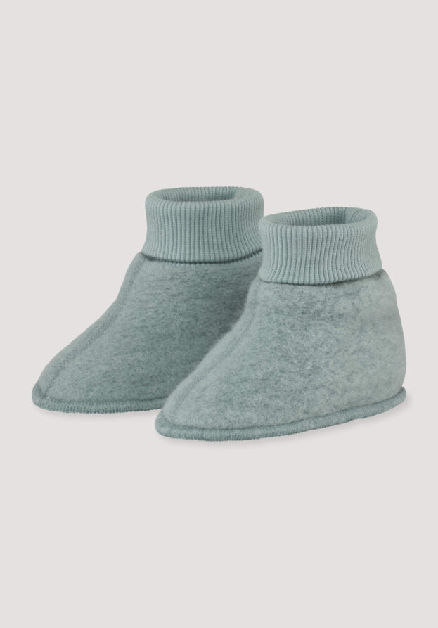 hessnatur Baby Wollfleece Schuhe aus Bio-Merinowolle - grün - Größe 50/56