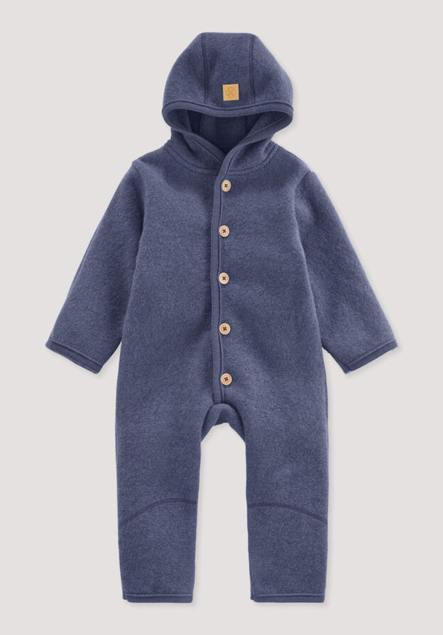 hessnatur Baby Wollwalk Overall aus Bio-Merinowolle - blau - Größe 86/92